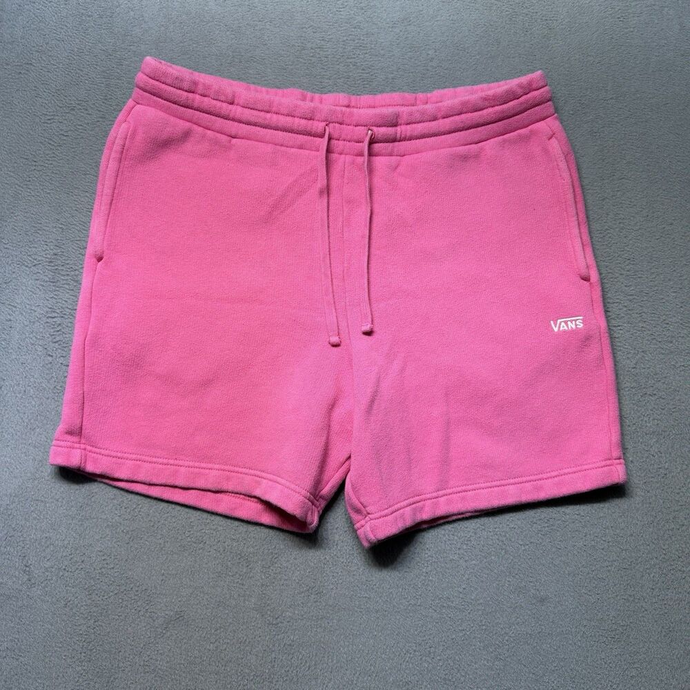 Vans ComfyCush Womens Medium Sweat Shorts Pink Fleece Drawstring Logo Pockets